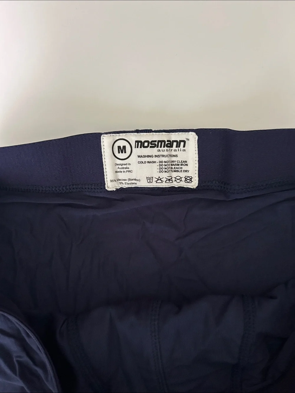 MOSMAN Navy Boxer Briefs with Red Waistband Accent